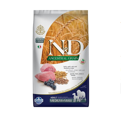 Farmina N&D Ancestral Grain Lamb & Blueberry Medium & Maxi Breed