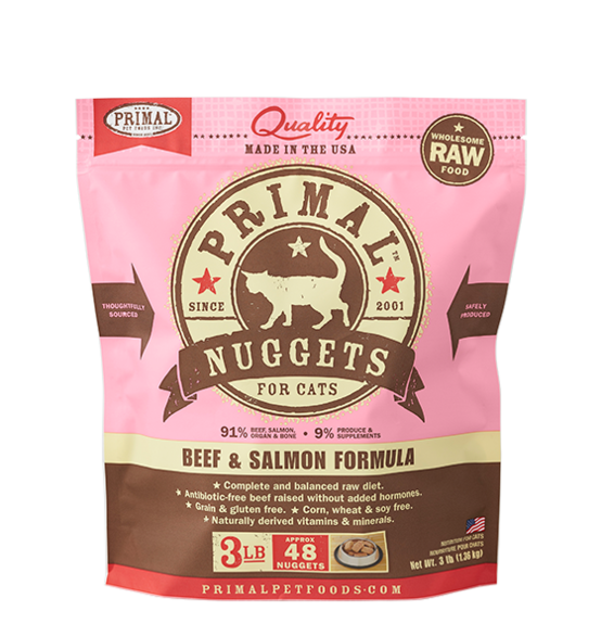 Primal Cat Raw Beef & Salmon Nuggets 3lbs.