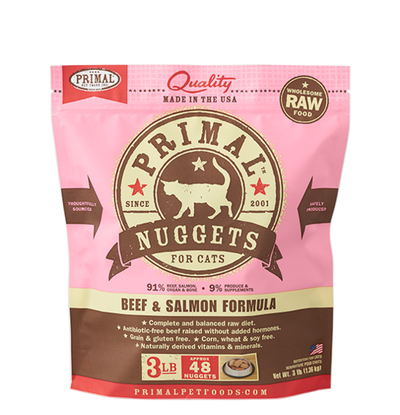 Primal Cat Raw Beef & Salmon Nuggets 3lbs.
