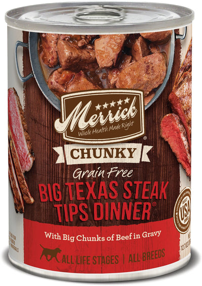 Merrick Chunky Grain-Free Big Texas Steak Tips Dinner