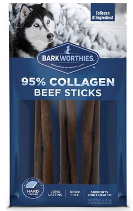 Barkworthies Odor Free Collagen 6" Beef Stick 3 Pack