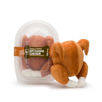 FabDog Chew & Chomp Rotisserie Chicken Toy