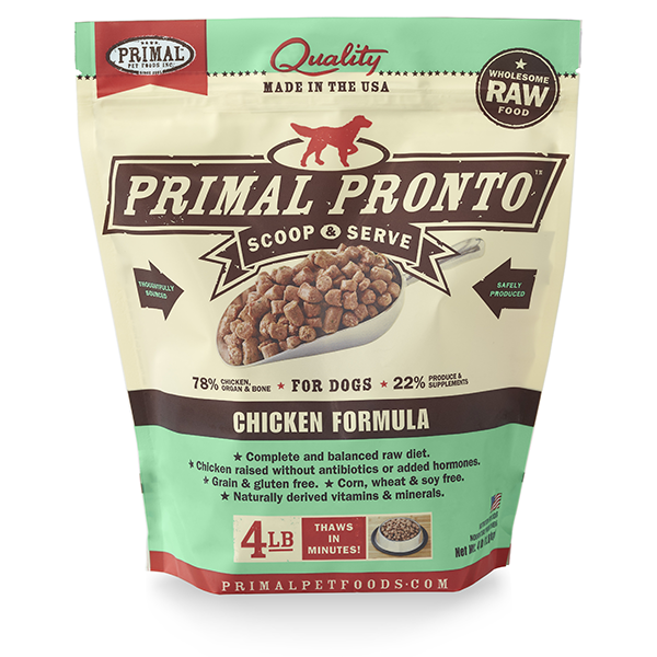 Primal Pronto Dog Raw Chicken 4lbs.