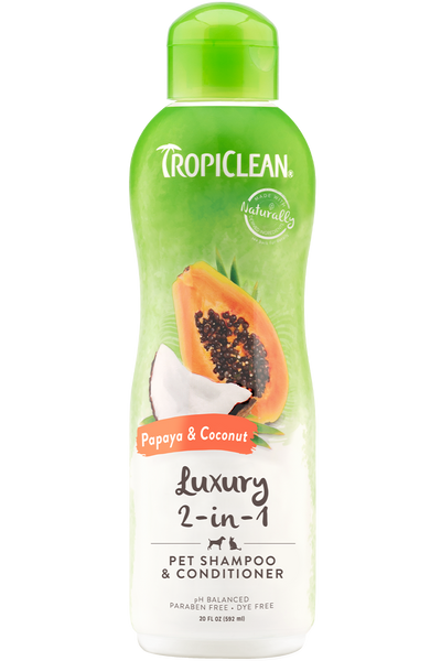 Tropiclean Luxury 2-in-1 Papaya & Coconut Shampoo 20 oz.
