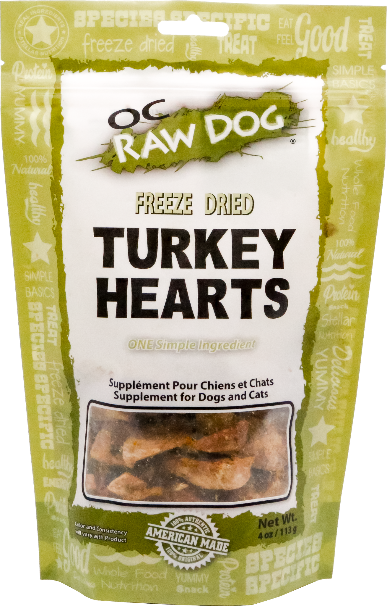 OC Raw Freeze Dried Turkey Hearts 4 oz.