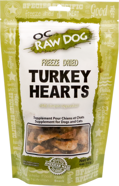 OC Raw Freeze Dried Turkey Hearts 4 oz.