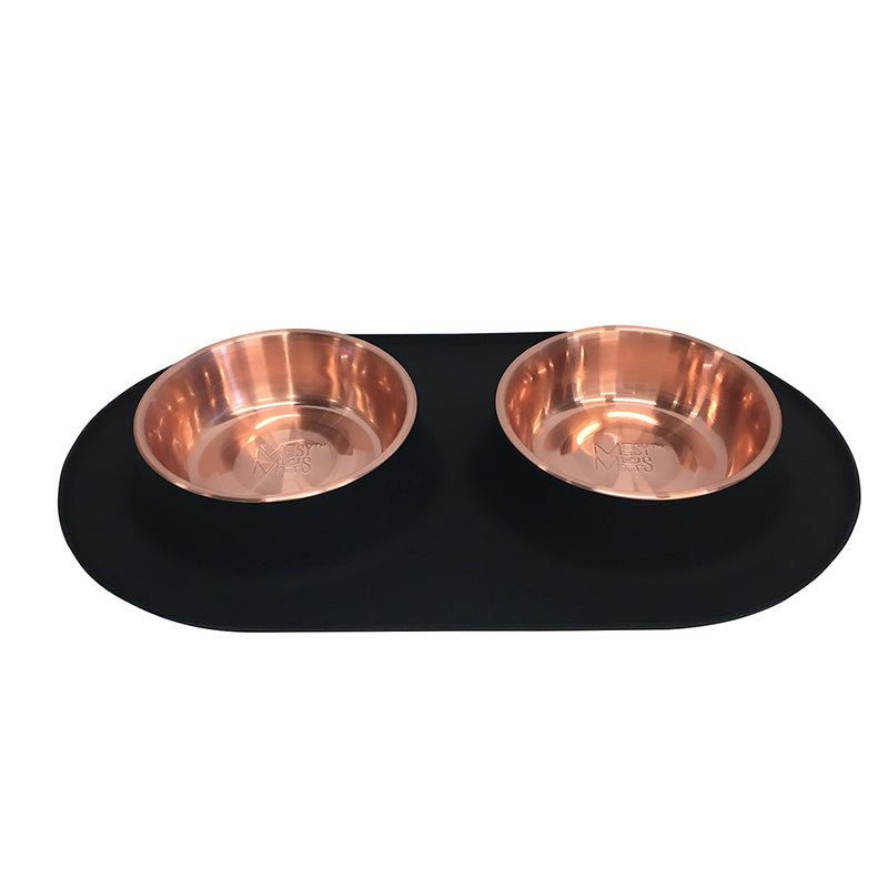 Messy Mutts Black & Copper Double Silicone Feeder Large