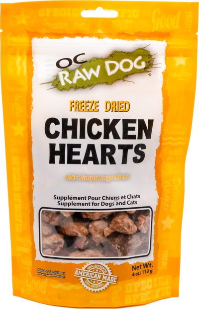OC Raw Freeze Dried Chicken Hearts 4 oz.