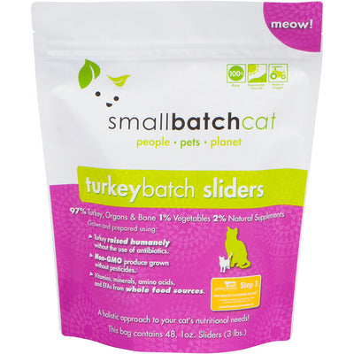 Small Batch Cat Raw Frozen Turkey Sliders 3 Lb.