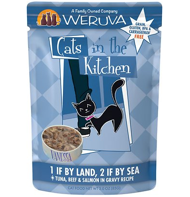 Weruva Cats in the Kitchen 1 If By Land, 2 If By Sea Tuna, Beef & Salmon Pouch
