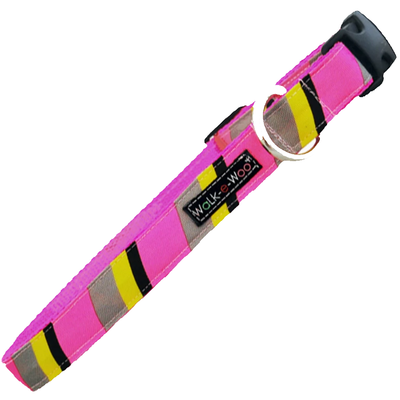 Walk-e-Woo Pink & Grey Stripes Collar