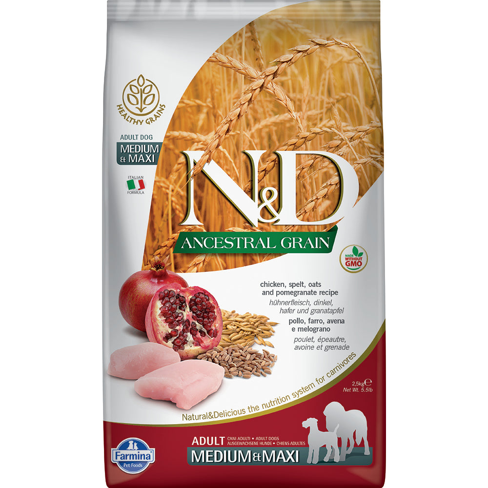 Farmina N&D Ancestral Grain Chicken & Pomegranate Medium & Maxi Breed