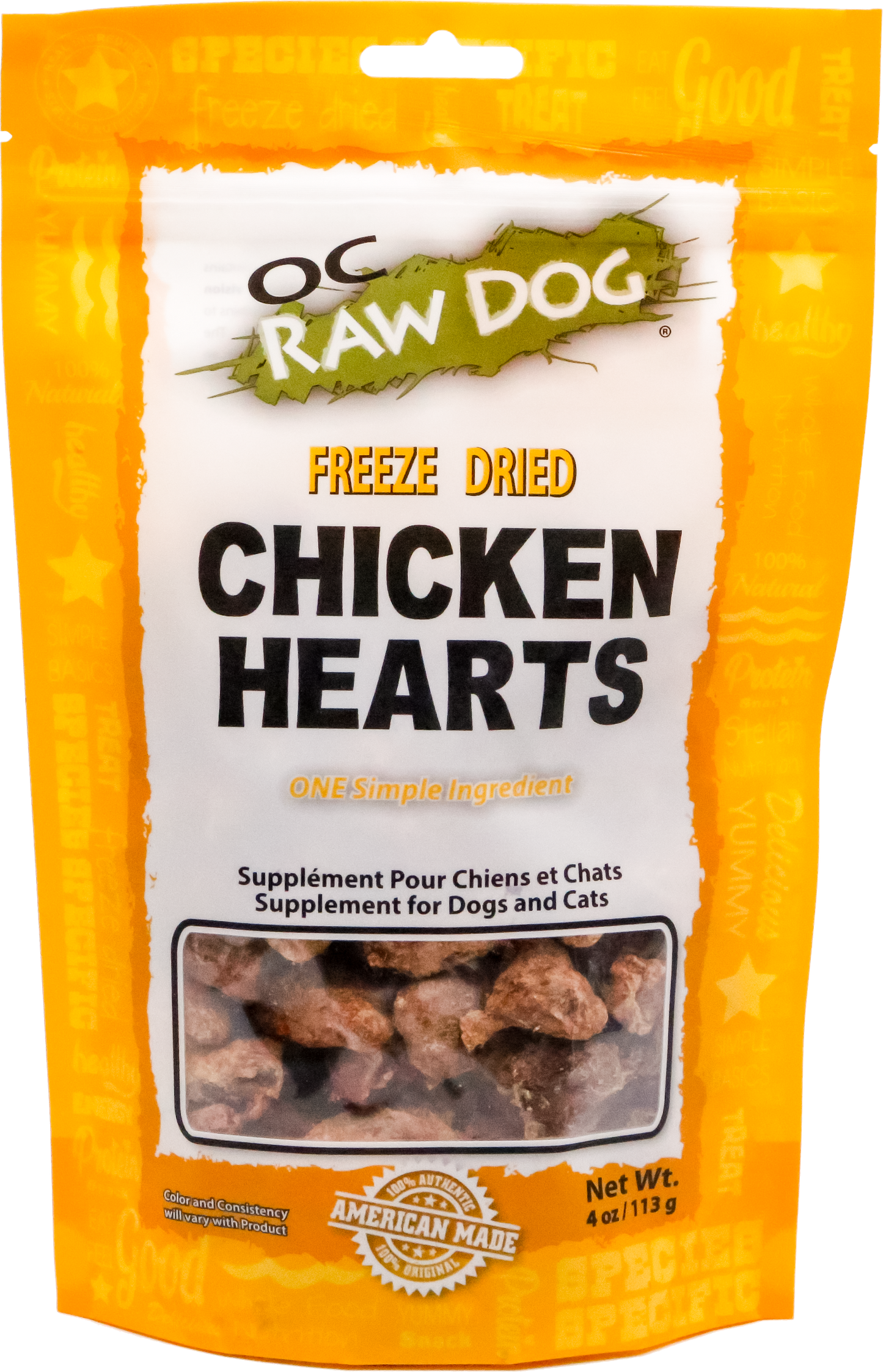 OC Raw Freeze Dried Chicken Hearts 4 oz.